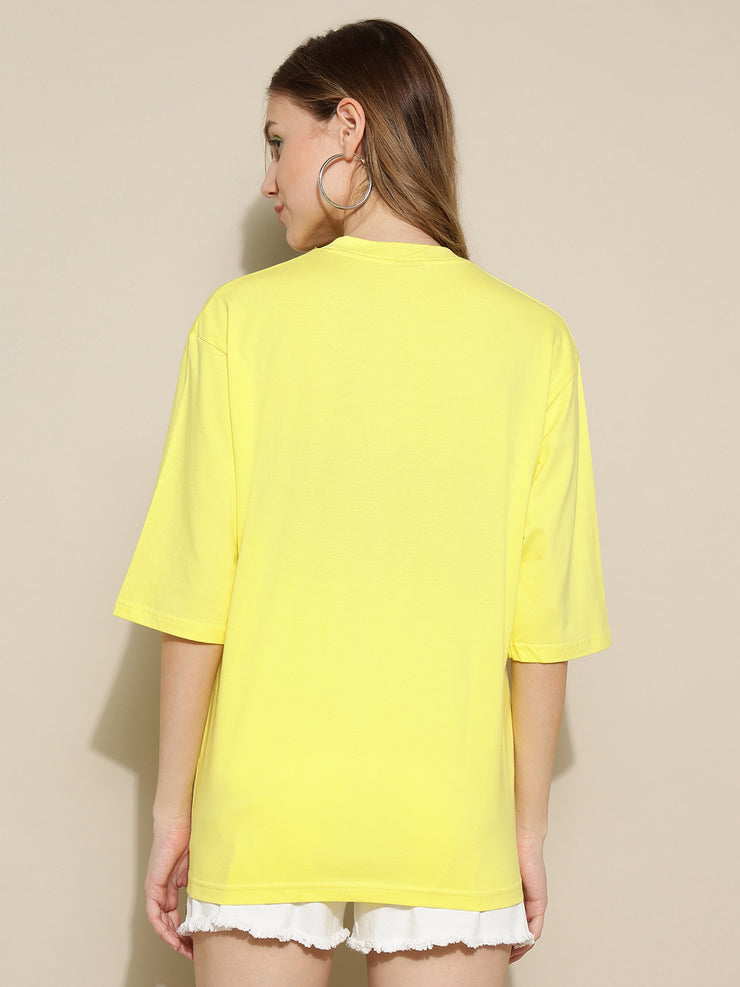 Lemon Yellow Plain Oversized Unisex T-shirt