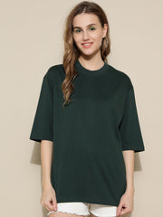 Dark Green Plain Oversized Unisex T-shirt