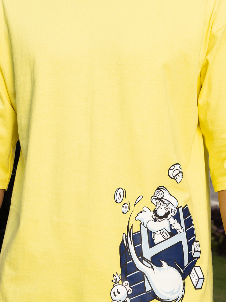 Mario Lemon Yellow Oversize Drop shoulder Tee by Gavin Paris