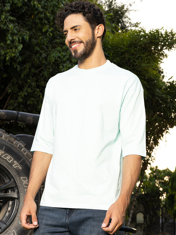 London Aqua Blue Oversized Drop shoulder Tee by Gavin Paris