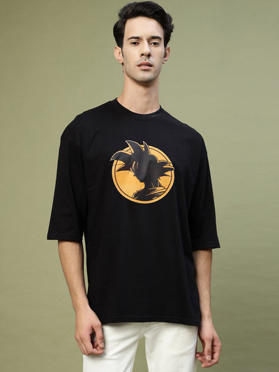 Goku Orange Face Black Oversized Tee by Gavin Paris