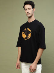 Goku Orange Face Black Oversized Tee by Gavin Paris