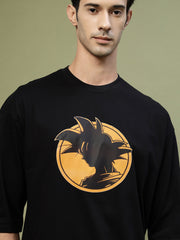 Goku Orange Face Black Oversized Tee by Gavin Paris