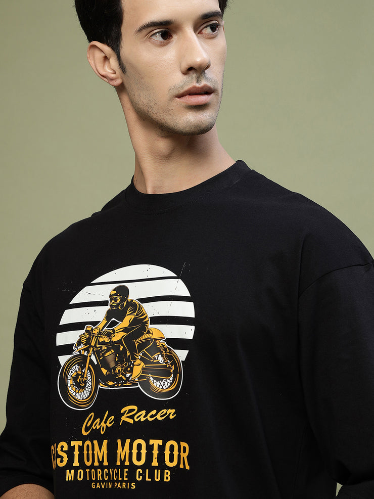 Cafe Racer Black Oversized Tee by Gavin Paris