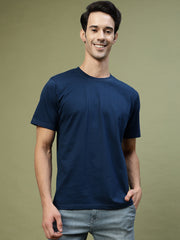 Dark Blue Plain Regular Unisex Tee