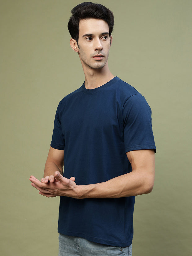 Dark Blue Plain Regular Unisex Tee