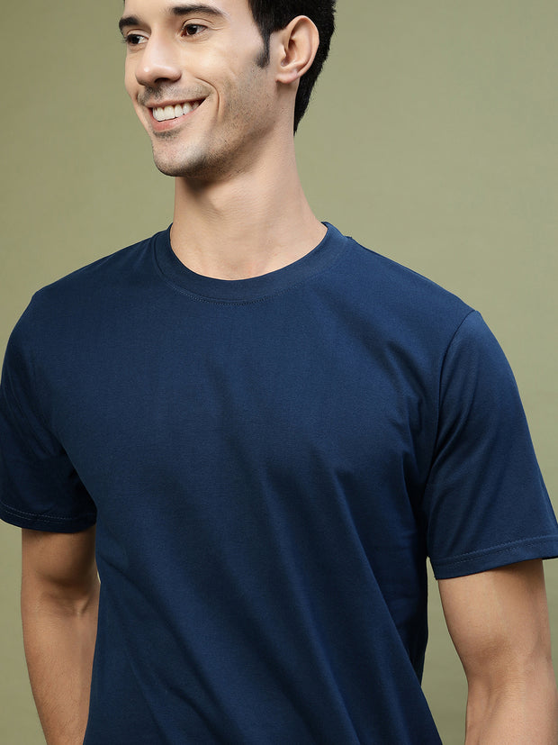 Dark Blue Plain Regular Unisex Tee