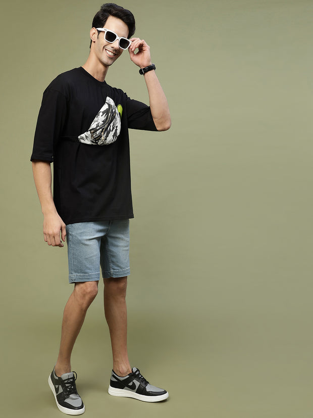 Alone Black Drop Shoulder Oversized Black Tee by Gavin Paris