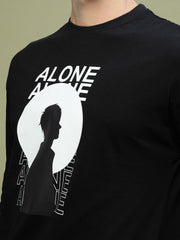 Alone Black Drop Shoulder Oversized Black Tee by Gavin Paris