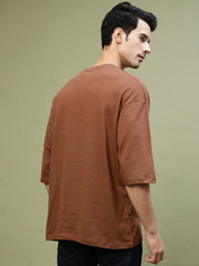 After Listen Brown Drop-shoulder Oversized Tee by Gavin Paris