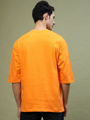 Came In Peace Neon Drop-shoulder Orange Oversized Tee by Gavin Paris