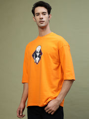 Came In Peace Neon Drop-shoulder Orange Oversized Tee by Gavin Paris