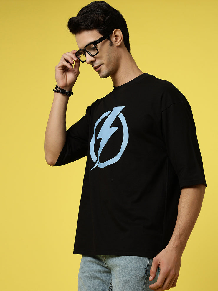 Flash Unisex Black Oversized Tee By Gavin Paris