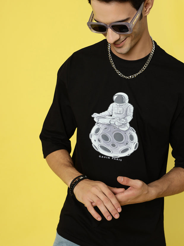 Yoga Astro Black Oversized Tee by Gavin Paris