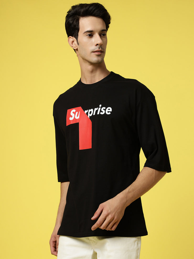 Surprise Black Oversized Tee By Gavin Paris