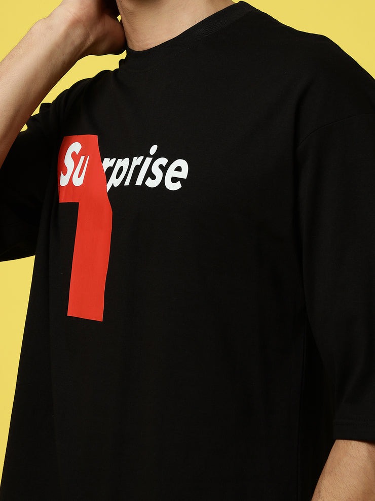 Surprise Black Oversized Tee By Gavin Paris