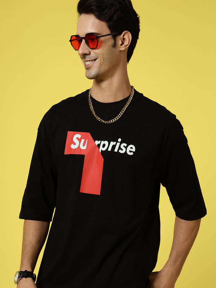 Surprise Black Oversized Tee By Gavin Paris