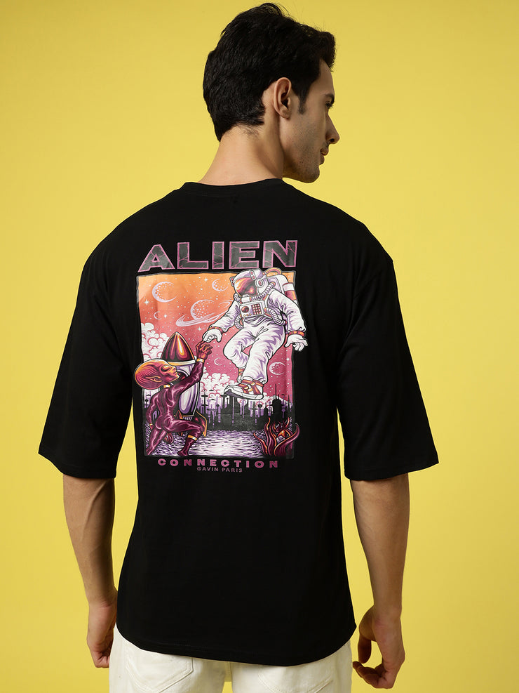 Alien Connection Black Back Oversized Tee by Gavin Paris