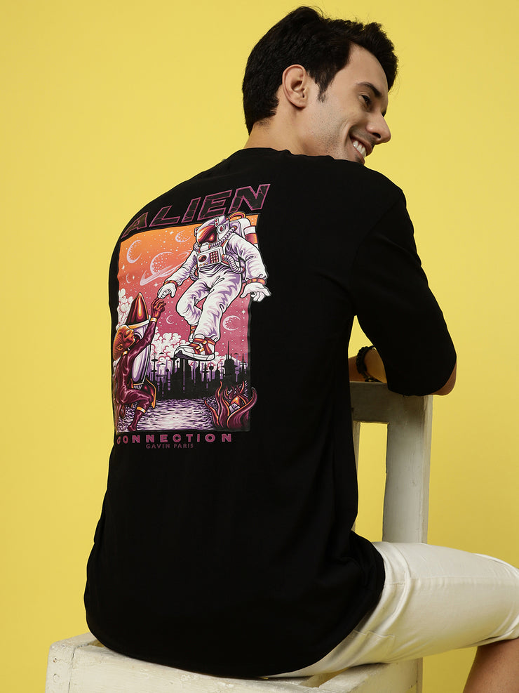 Alien Connection Black Back Oversized Tee by Gavin Paris