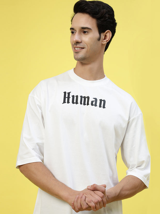 Human Unisex White Oversized Tee By Gavin Paris