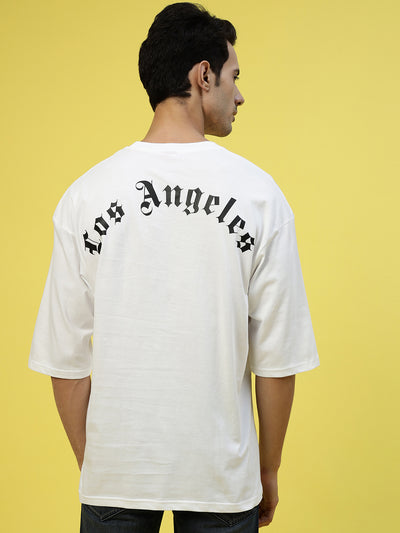 Los Angels White Drop-shoulder Oversized T-shirt