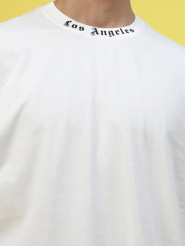 Los Angels White Drop-shoulder Oversized T-shirt
