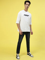 Savage White Oversized Unisex Tee By Gavin Paris