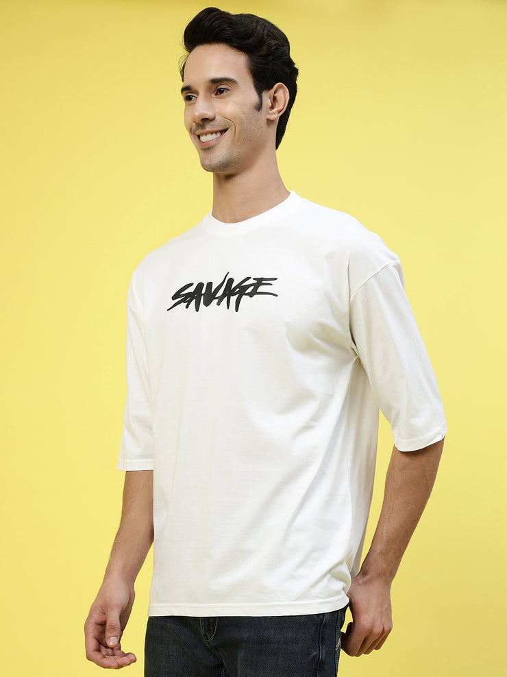 Savage White Oversized Unisex Tee By Gavin Paris