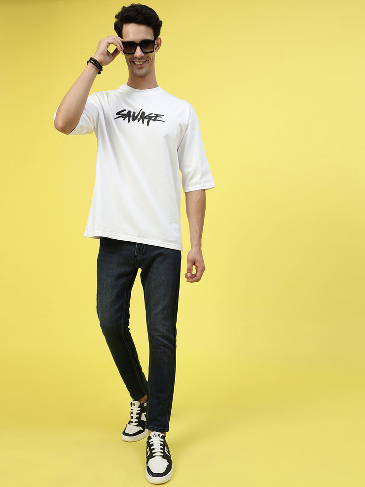 Savage White Oversized Unisex Tee By Gavin Paris