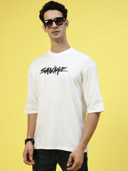 Savage White Oversized Unisex Tee By Gavin Paris