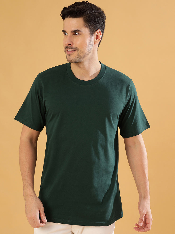 Dark Green Plain Regular Tee