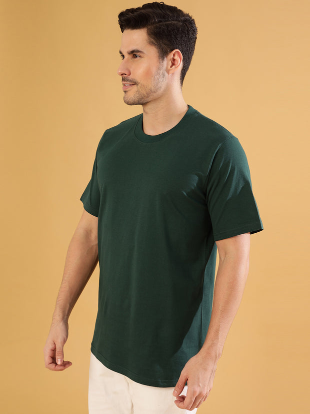 Dark Green Plain Regular Tee