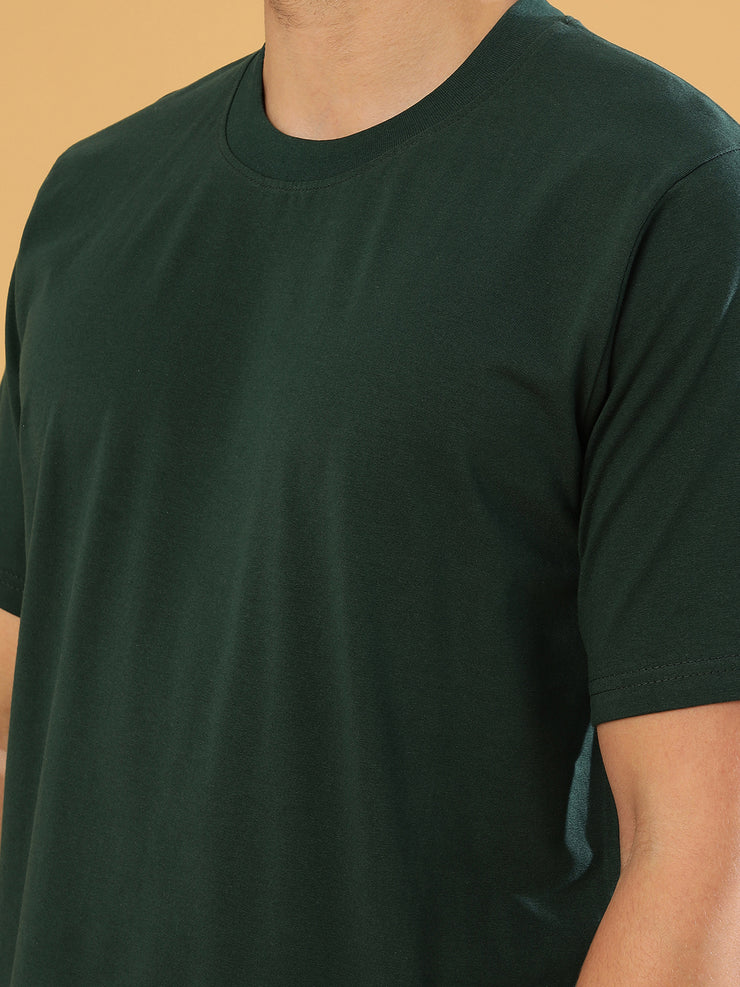 Dark Green Plain Regular Tee