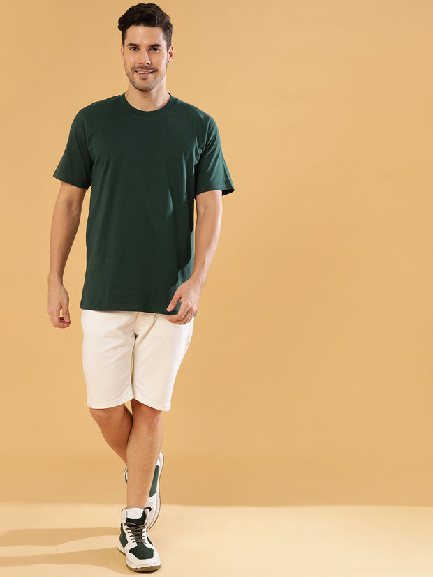 Dark Green Plain Regular Tee