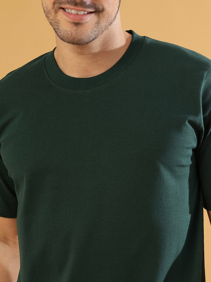 Dark Green Plain Regular Tee