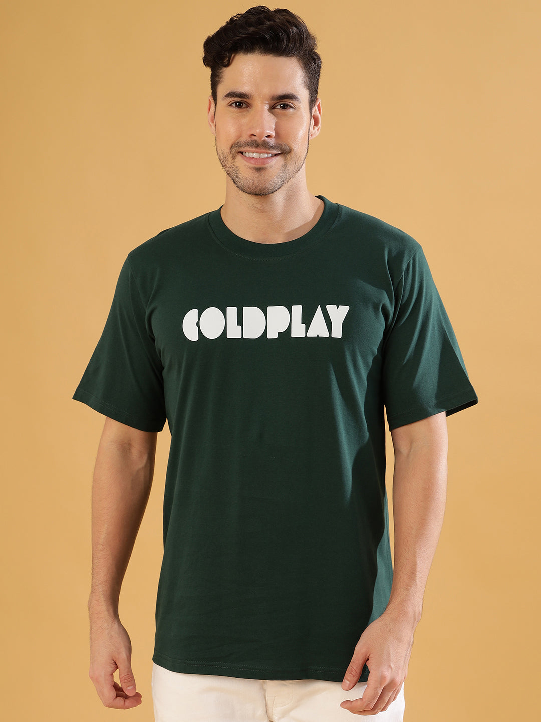 Cold Play Dark Green Regular T-Shirts