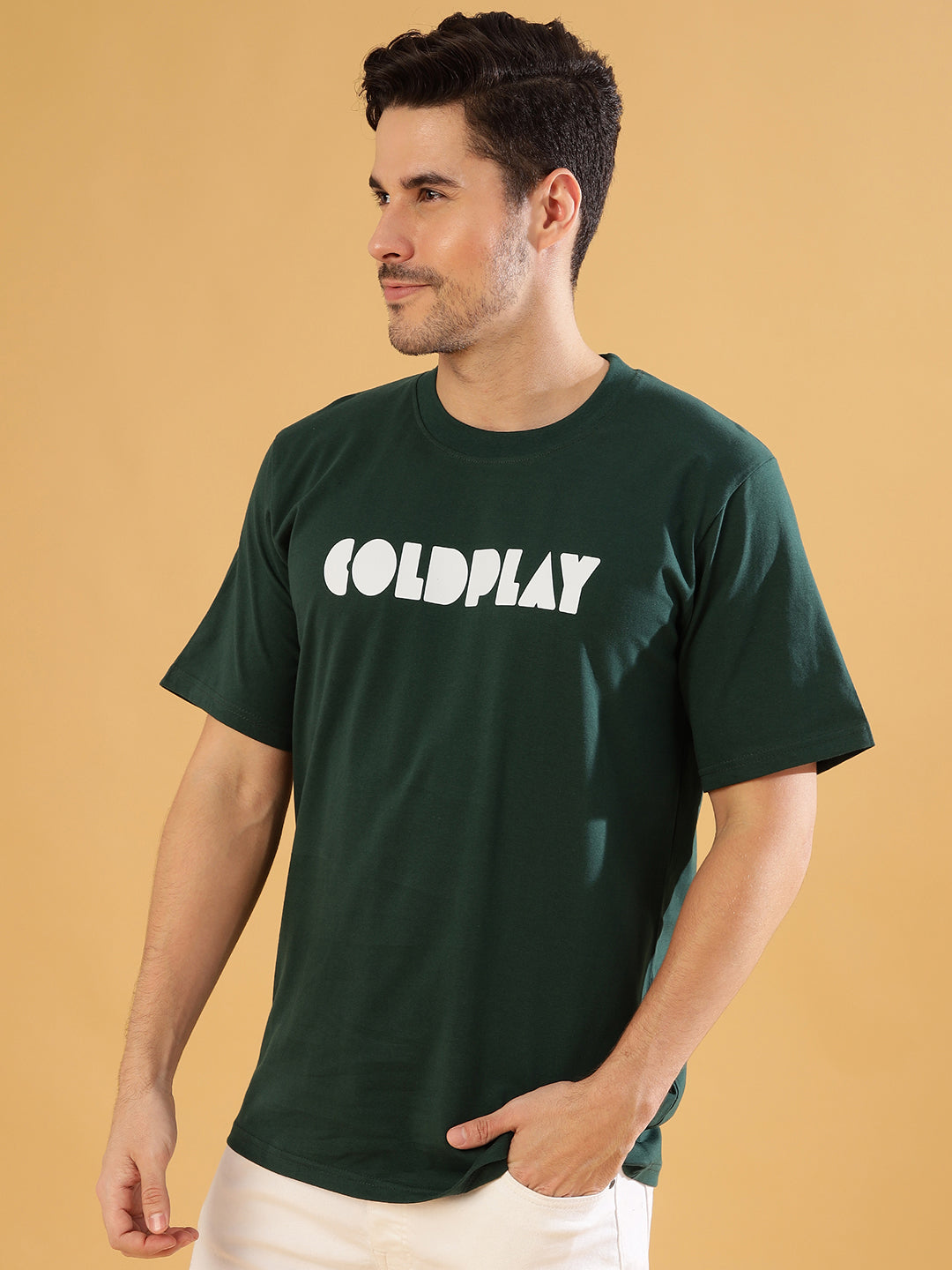 Cold Play Dark Green Regular T-Shirts