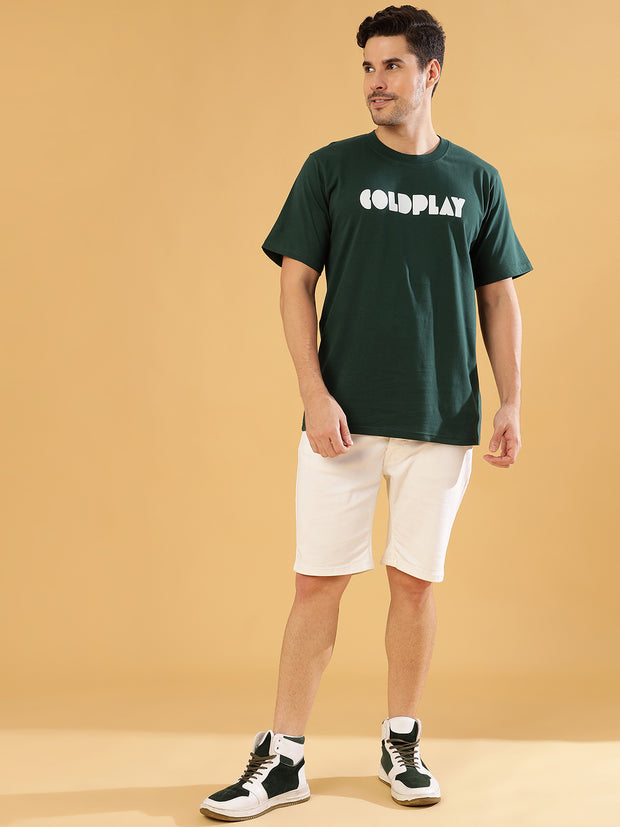 Cold Play Dark Green Regular T-Shirts