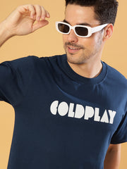 Cold Play Dark Blue Regular T-Shirts