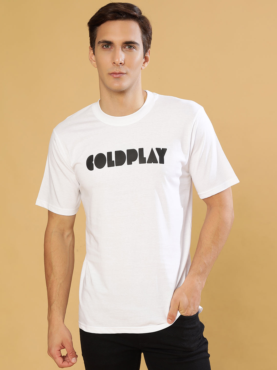 Cold Play White Regular T-Shirts