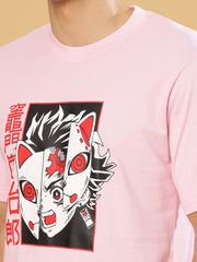 Cat Kamado Pink Regular T-Shirts