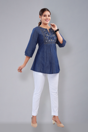 Denim top with embroidery (D6017)