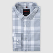Gray Plaid Pattern Men's Slim Fit Full Sleeve Shirt (GP284)