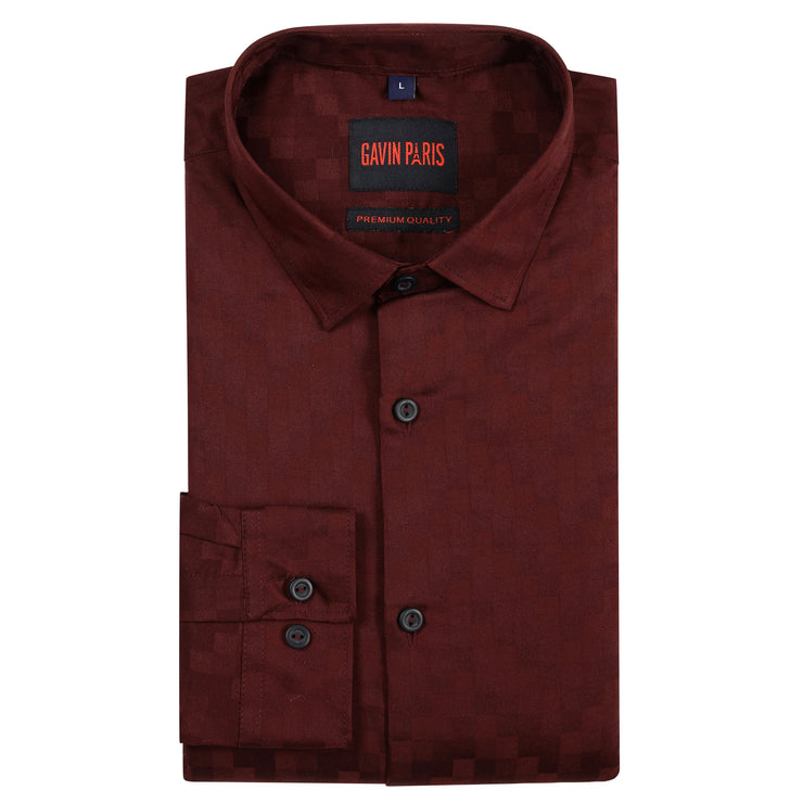Maroon Checkered Slim Fit Full Sleeve Shirt (GP174)