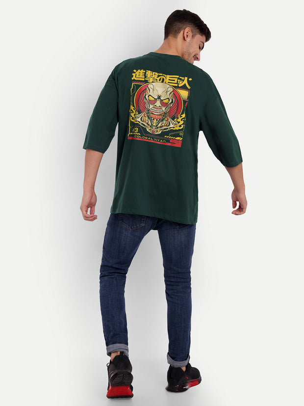 Colosal Titan Dark Green Back Oversize Drop shoulder Tee by Gavin Paris