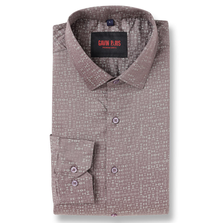 Full Sleeve Shirt - Mauve with Geometric Pattern (GP008)