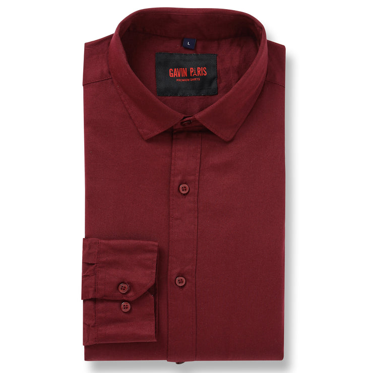 MAROON SOLID COTTON FULL SLEEVE SHIRT (GP078)