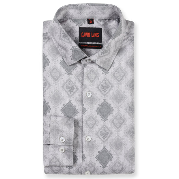 Vintage Geometric Pattern Slim Fit Full Sleeve Shirt (GP147)