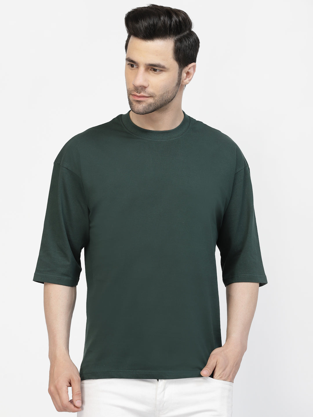 Bottle Green Oversized Drop Shoulder Unisex Tshirt By Gavin Paris