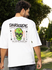 Darkside White Oversized Drop shoulder Tee by Gavin Paris